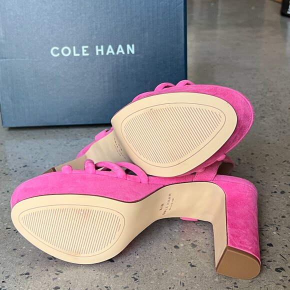 Cole Haan Grove Suede Platform Sandal Neon Fuschia NIB - Picture 6 of 11